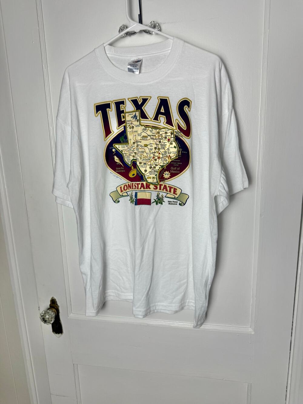 Vintage Y2K Texas Lonestar State White Short Sleeve Graphic T-shirt Size XL